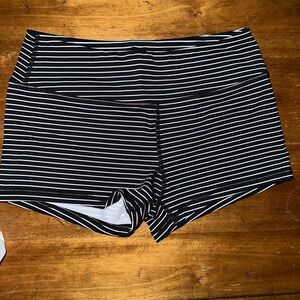 Savage Barbell - short shorts - Black/White striped - Size L